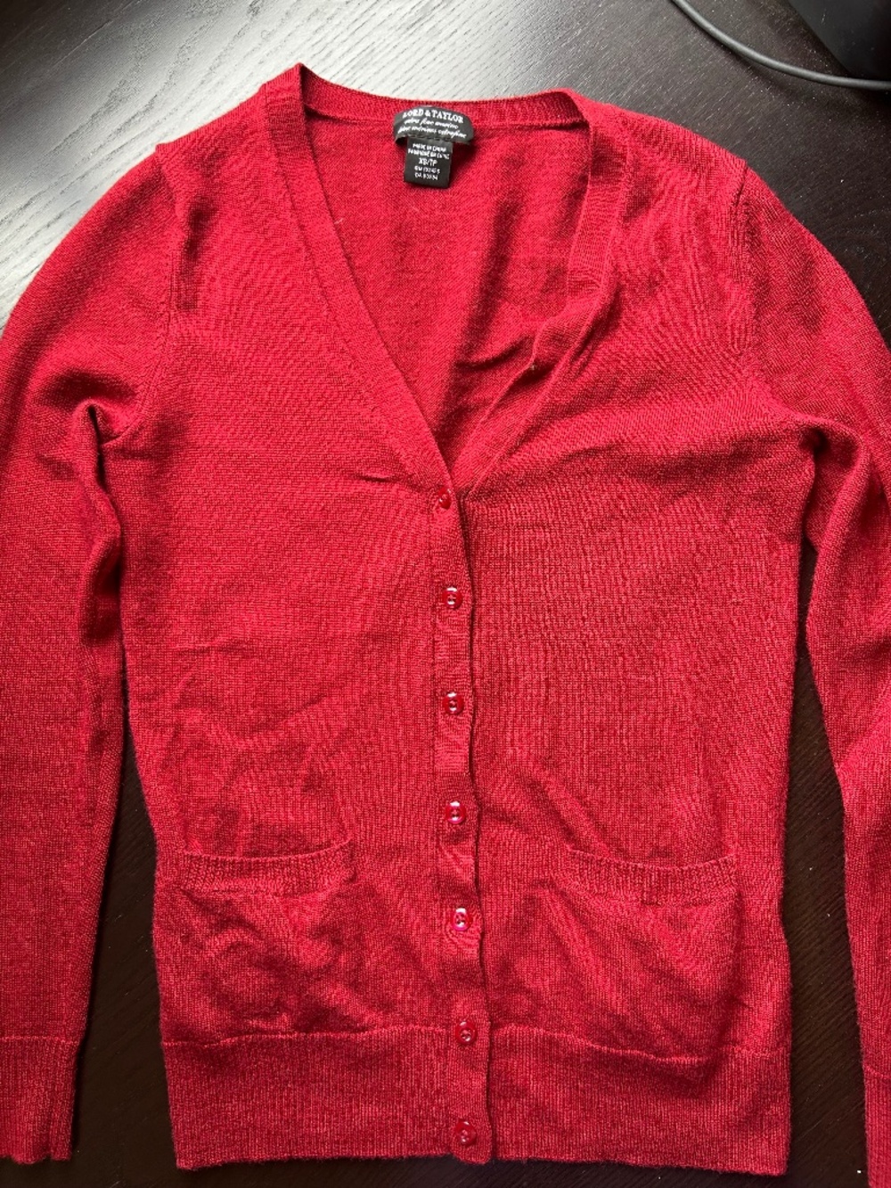 Lord & Taylor 100% Extra-fine Merino Wool Cardigan